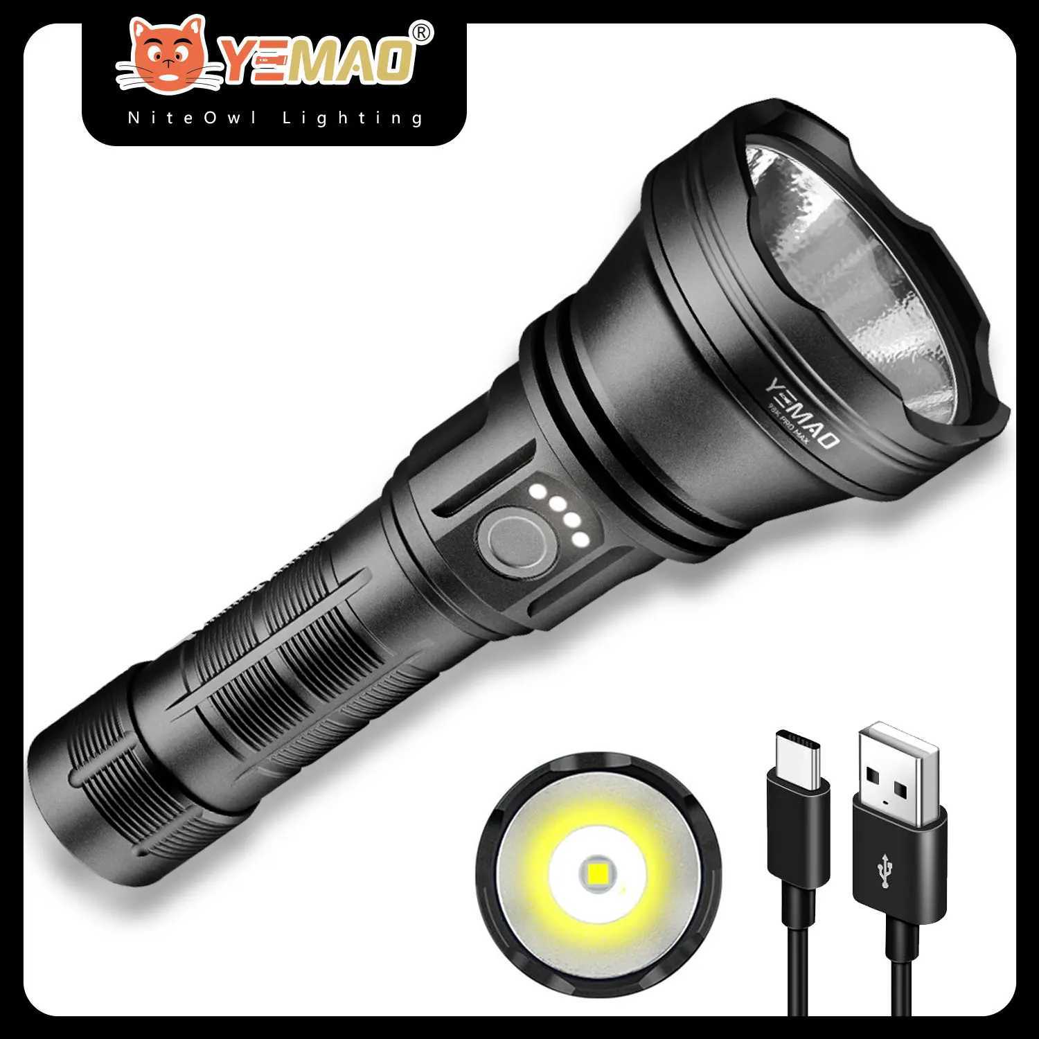 YEMAO 98K Pro Max Tactical Flashlight 4480 Lumens Rechargeable Led Flashlight 680 Meter Throw Emergencies Camping Searching C250915