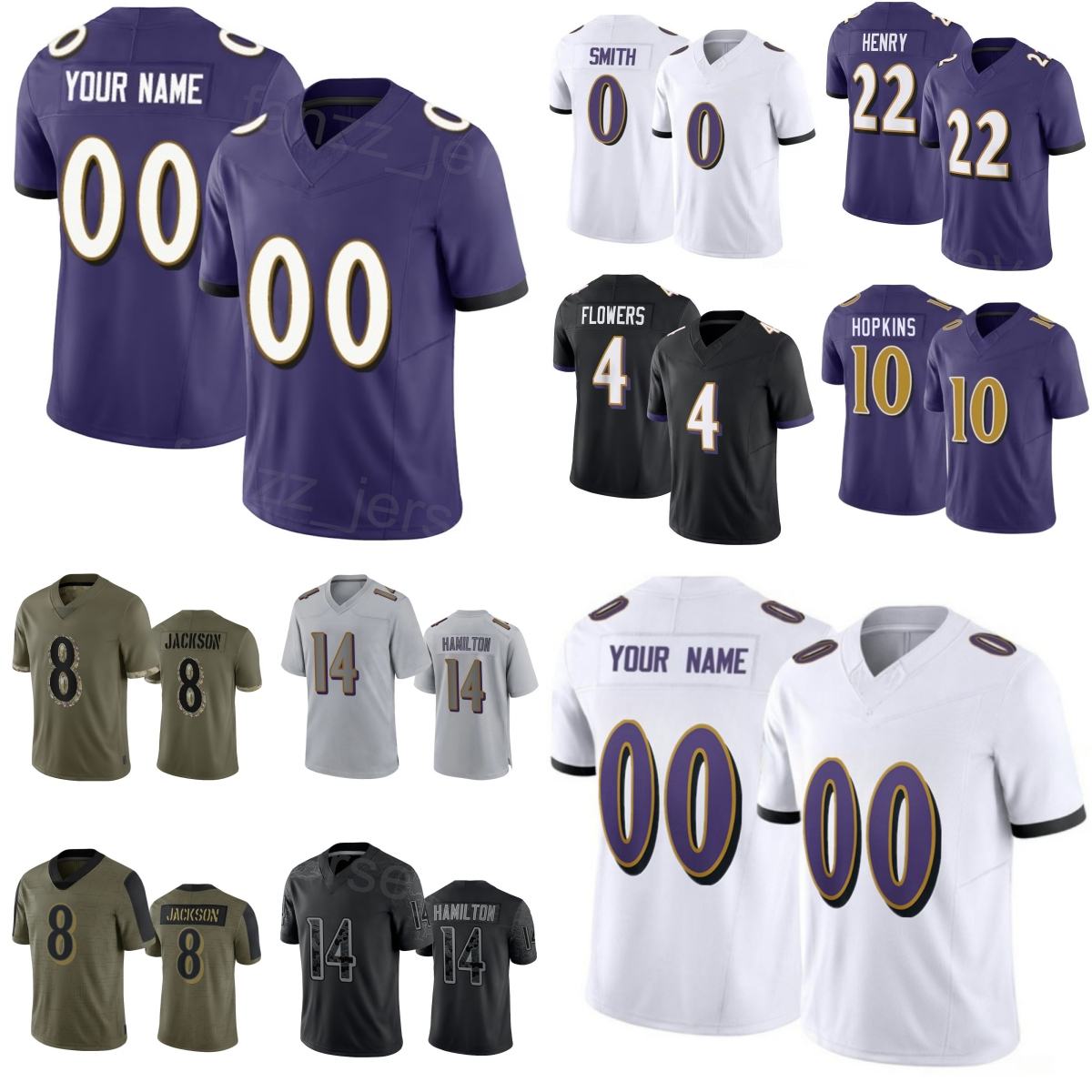 Men 0 Roquan Smith Jerseys 2025/2026 Football 14 Kyle Hamilton 8 Lamar Jackson 22 Derrick Henry 4 Zay Flowers 10 DeAndre Hopkins Turn Back The Clock Color Rush WuYa