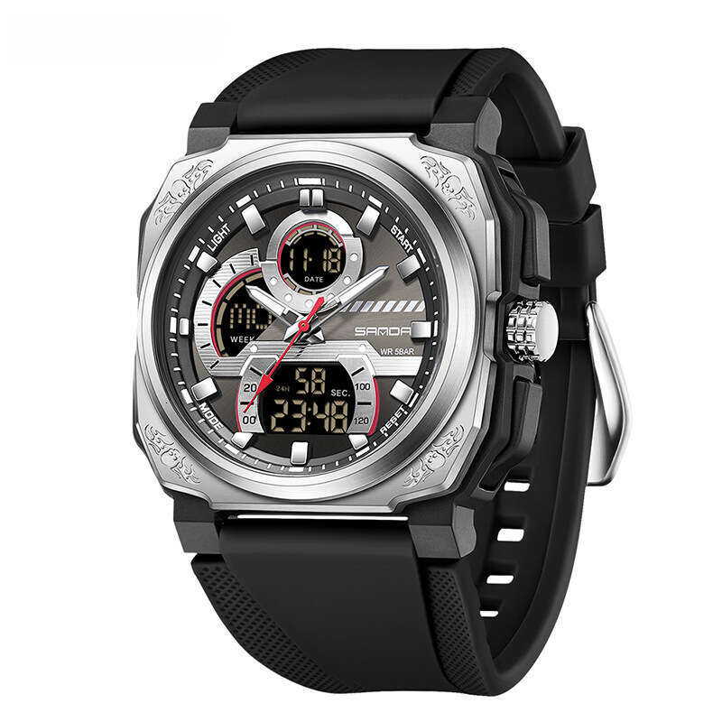 DHwatches Men's Electronic Quartz Multi-Function Alarm Clock Reminder Student Fashion Square Sports Watch