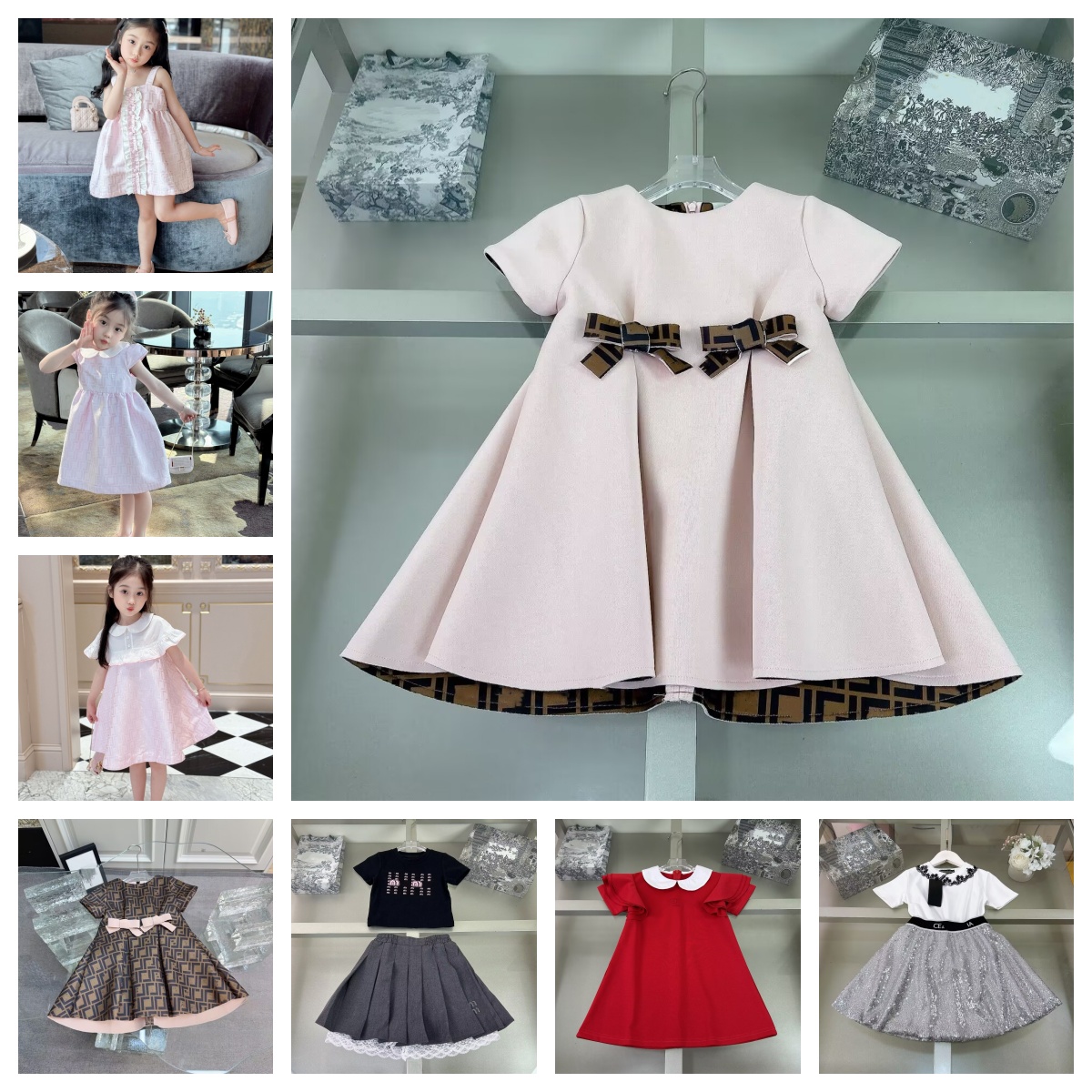 Designer brand kids dress girls Fashion Gradient color dresses Slip skirt logo printing dresss High quality shirt skirt Baby Clothes size 90cm-160cm D10