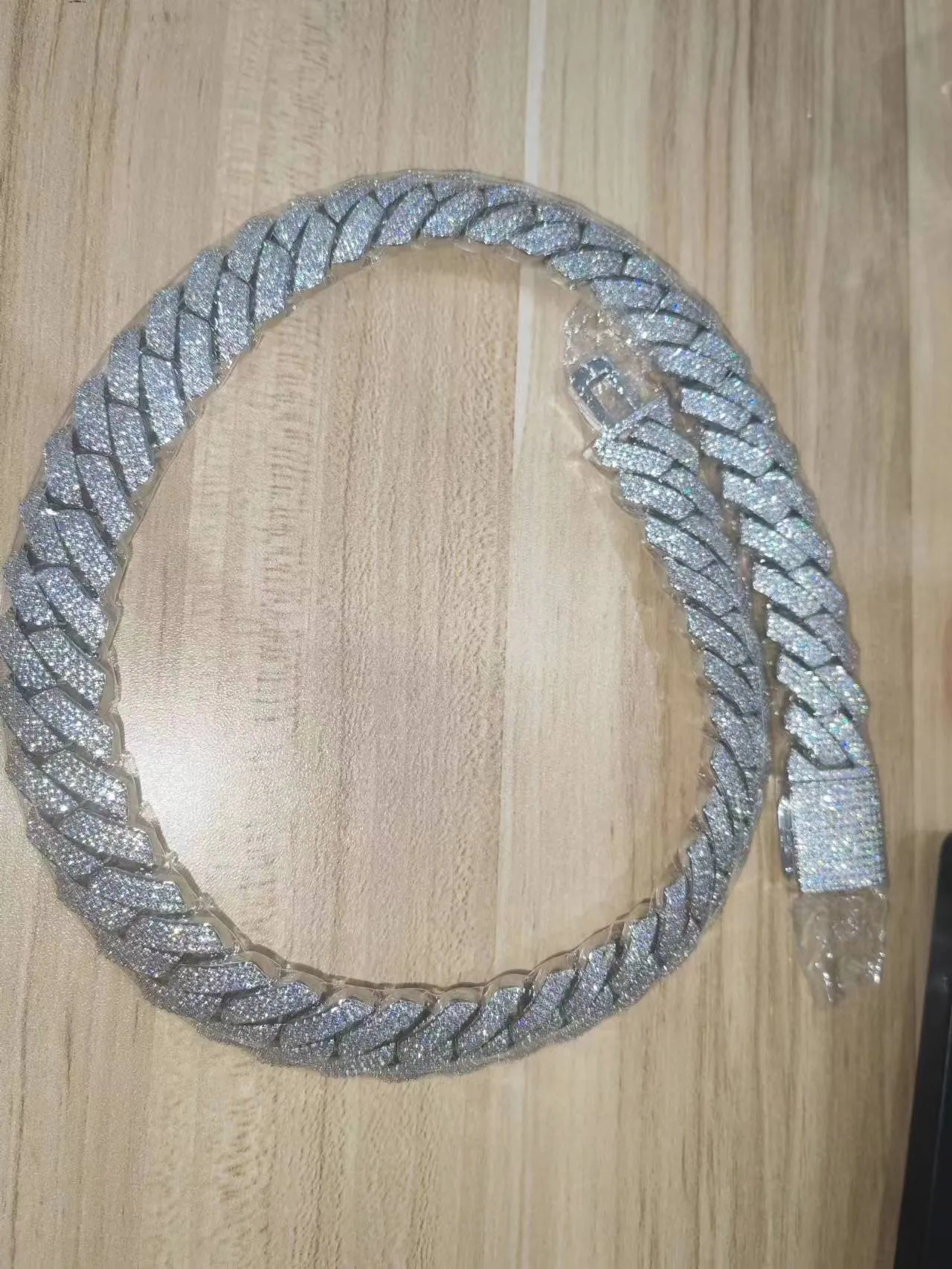 Dia gold necklace 20mm Width 3 Row hop hip jewelry iced Out moissanite dias cuban link chain necklaces designer bracelet Free Shipping