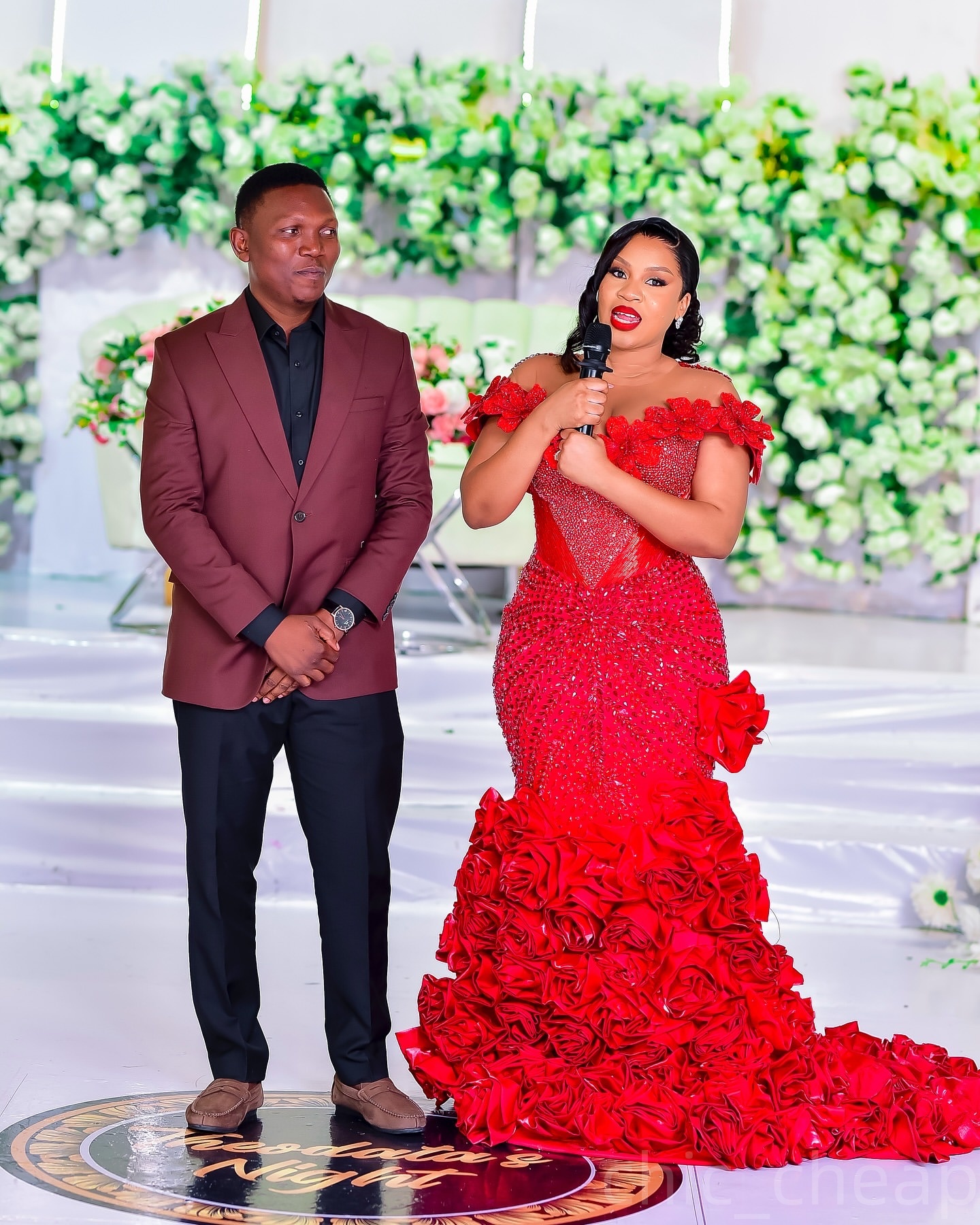 Aso Ebi Red Mermaid Prom Dresses 2025 Flowers Crystals Sheer Neck Evening Formal Party Second Birthday Engagement Gowns Plus Size Dress For Special Oc