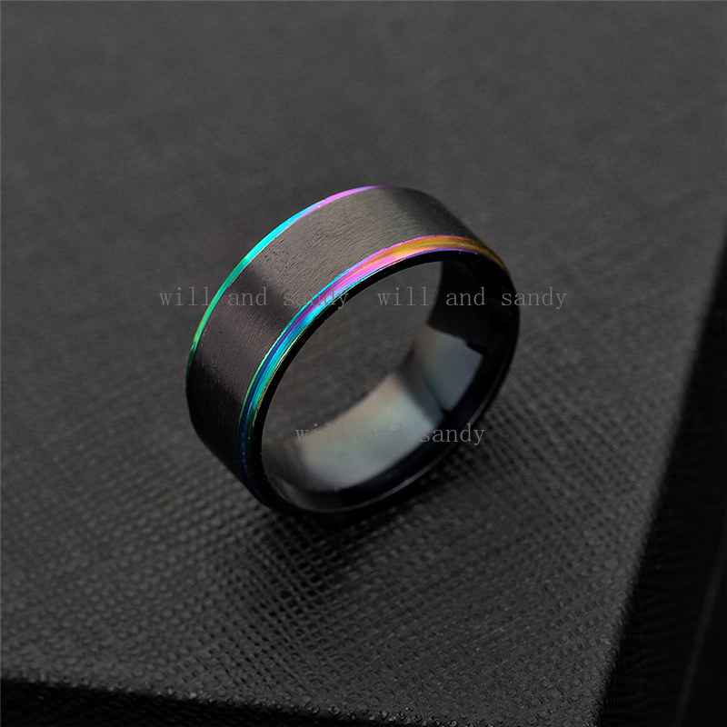 Mens Two Tone Matte Brushed Wedding Band Non Tarnsih Stainless Steel Anniversary Promise Rings Cubic Zirconia Finger Rings for Women Men Birthday Jewe