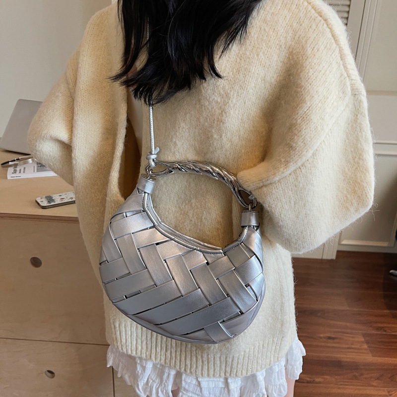 Luxury Brand Designer Bag Women's Bag Woven Texture Handbag Crescent Dumpling Bag 2025 New Niche Design Korean Version Single Shoulder Crossbody 