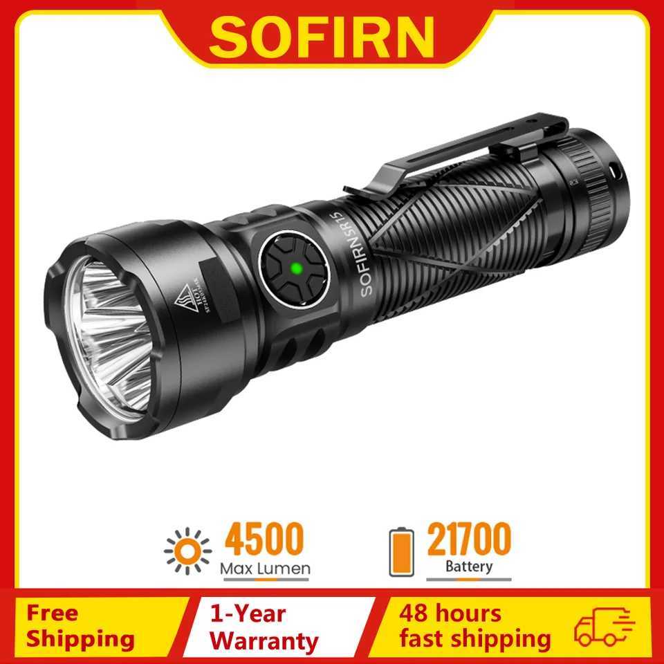 Sofirn SR15 4500lm Powerful Flashlight SFT25R LED Light 21700 USB C Rechargeable 5V3A Charge and Discharge Torch C2509151