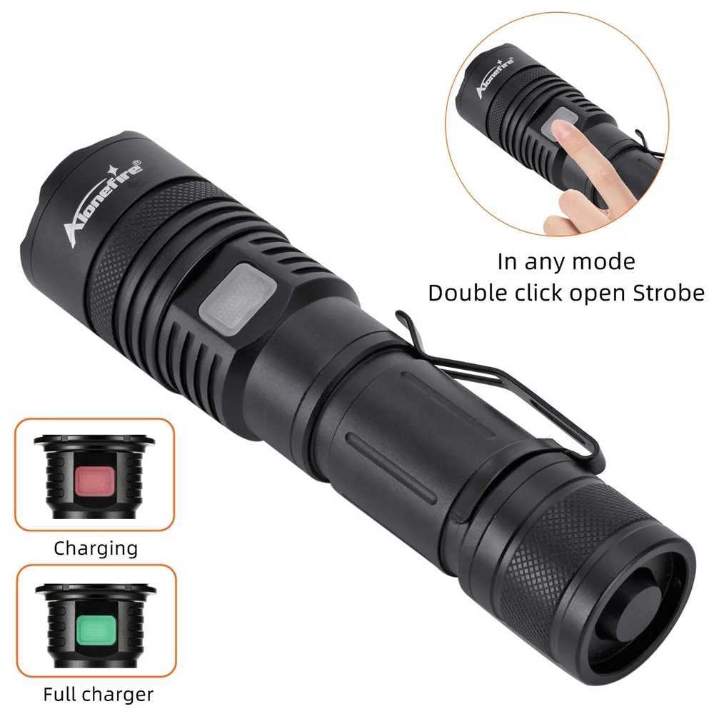 Zoom 4Colour light WhiteRedGreenBlue LED Flashlight USB Rechargeable Fishing Camping Hunting Photography Selfie Hiking Torch C250915