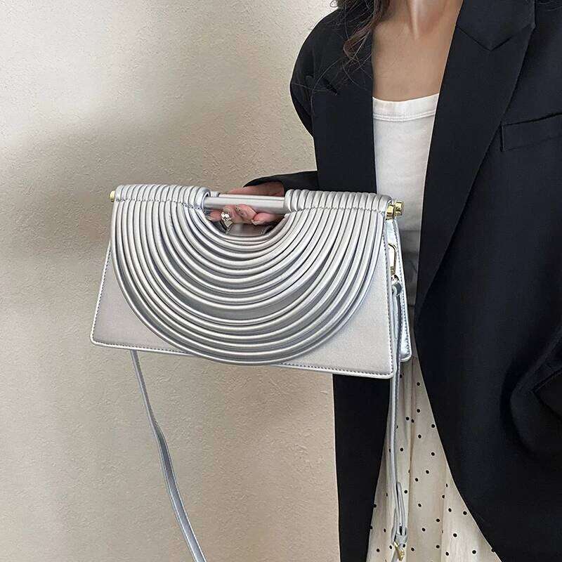 Designer Bag Branded Evening Clutch Purse Women Noodles Design Golden Crossbody Bag For Wedding Dinner Party Designer Handbag 2025