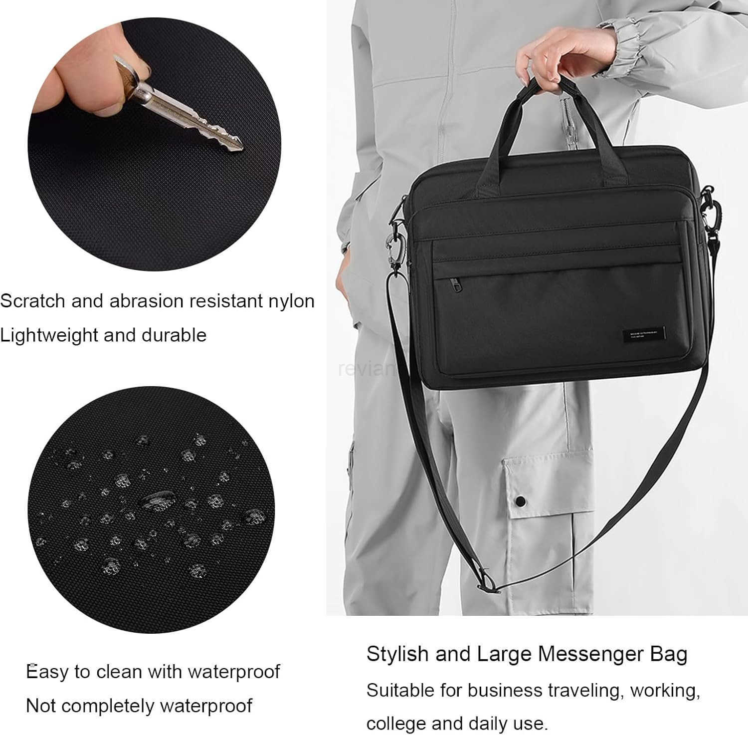 Laptop Bag 156 Inch Briefcase for Men Women Waterproof Nylon Lightweight Shoulder Computer Messenger Handbag for Business Office Work Travel College B