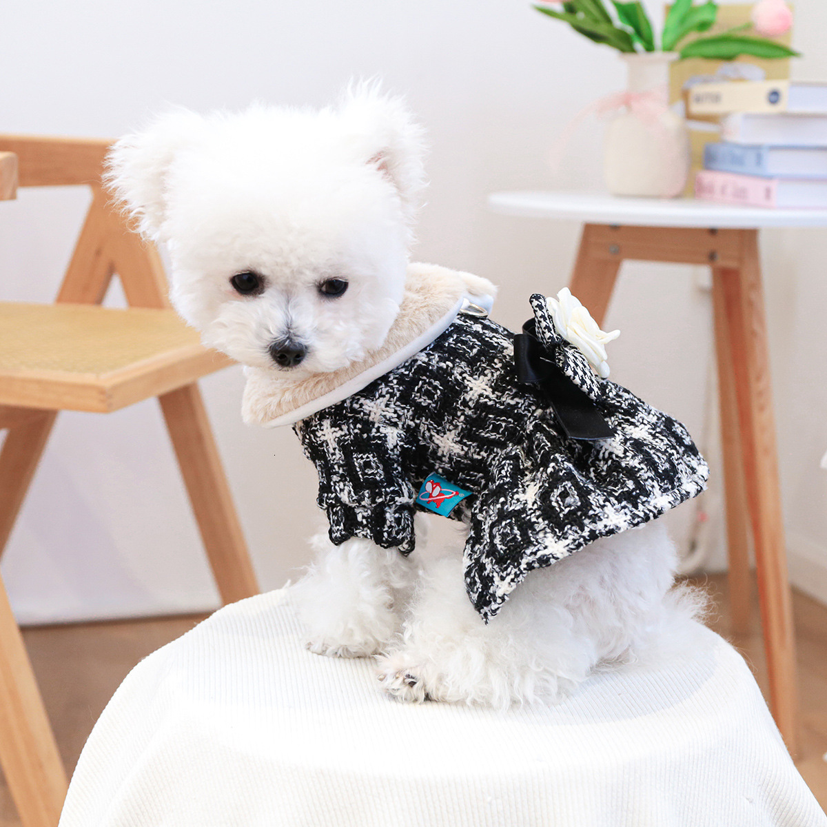 Pet Puppy Cat Clothes Autumn Winter Stylish Floral Dress