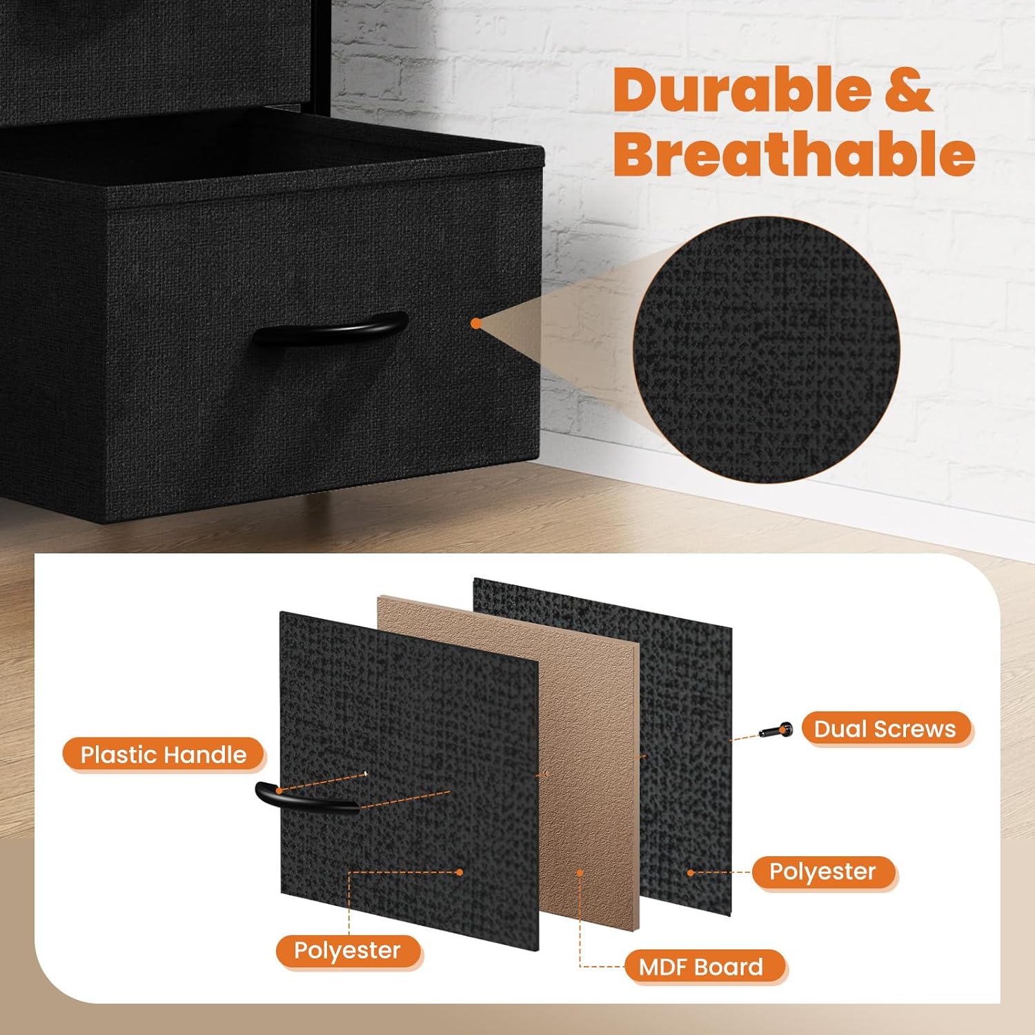 2 Tier Night Stands Dresser for Bedroom Organizer Drawer Storage Tower