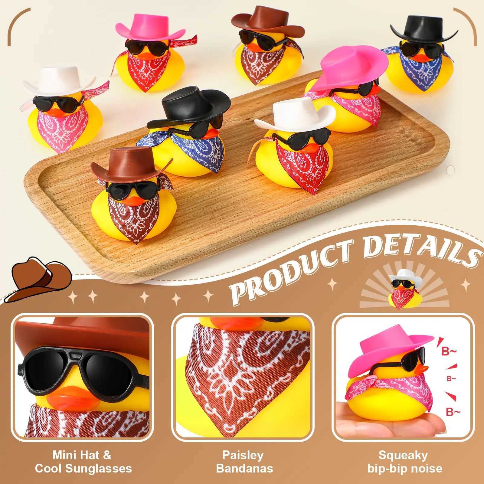 6 SetCowboy Rubber Duck with Hat and Scarf Mini Rubber Duckies Party Toys Shower Birthday Swimming Party Favor C250915