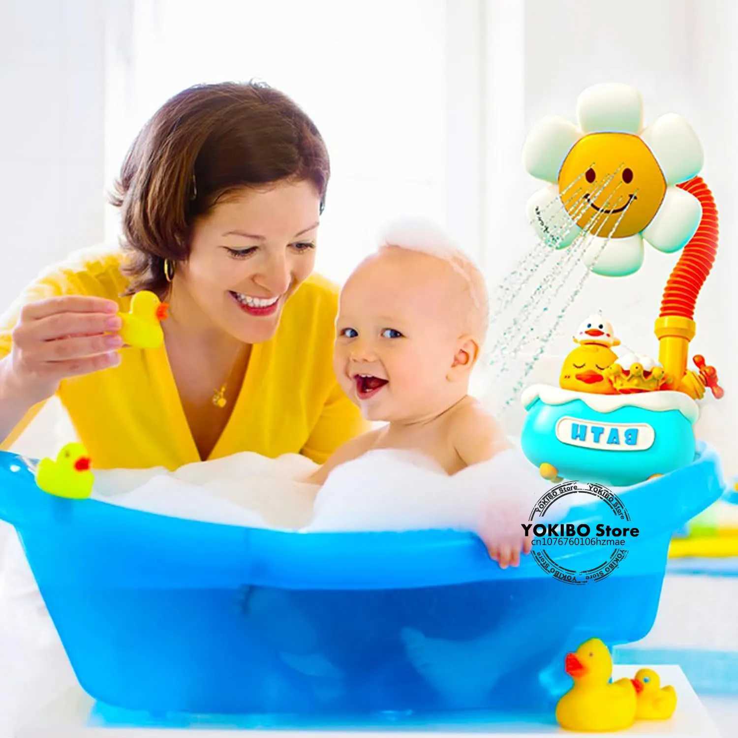 Baby Bath Toys Bath Shower for Toddler 4 in 1 Bathtub Toy with Sunflower Shower 3 Water Spray Sprinkler BathTub Toys for Baby C250915