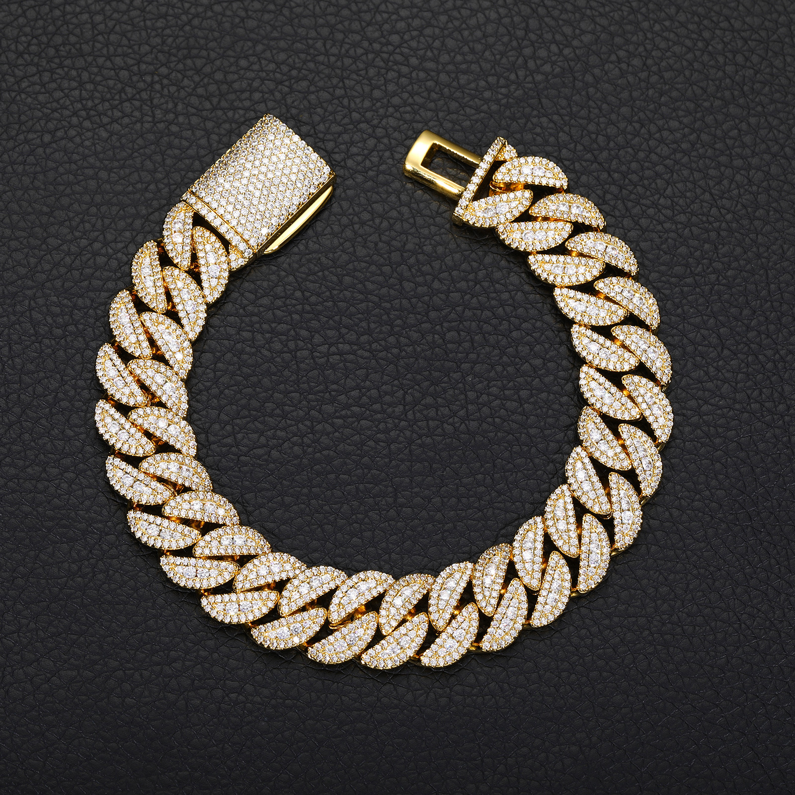 14mm Hip Hop Miami Cuban Chain Necklace Bracelets Full 5A Zircons Mens High Quality Jewelry