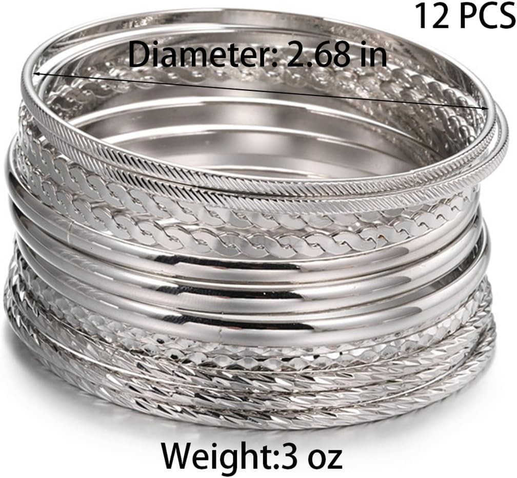 Gold Bangle Bracelets Set for Women Boho Multi Layer Stack Textured Bracelets Indian Chunky Bangle Bracelet for Women TeenW250915