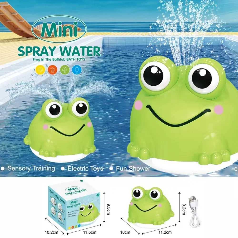Auto Sensing LED Frog Bath Toy USB Rechargeable Water Spray Play Toy for Kids Baby Shower Gift C250915