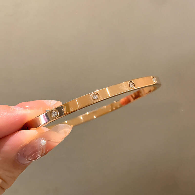 Titanium Steel Non-Fading Zircon Bracelet for Women, Light Niche High-End Ins Style, Simple and Elegant Versatile Bangle Jewelry