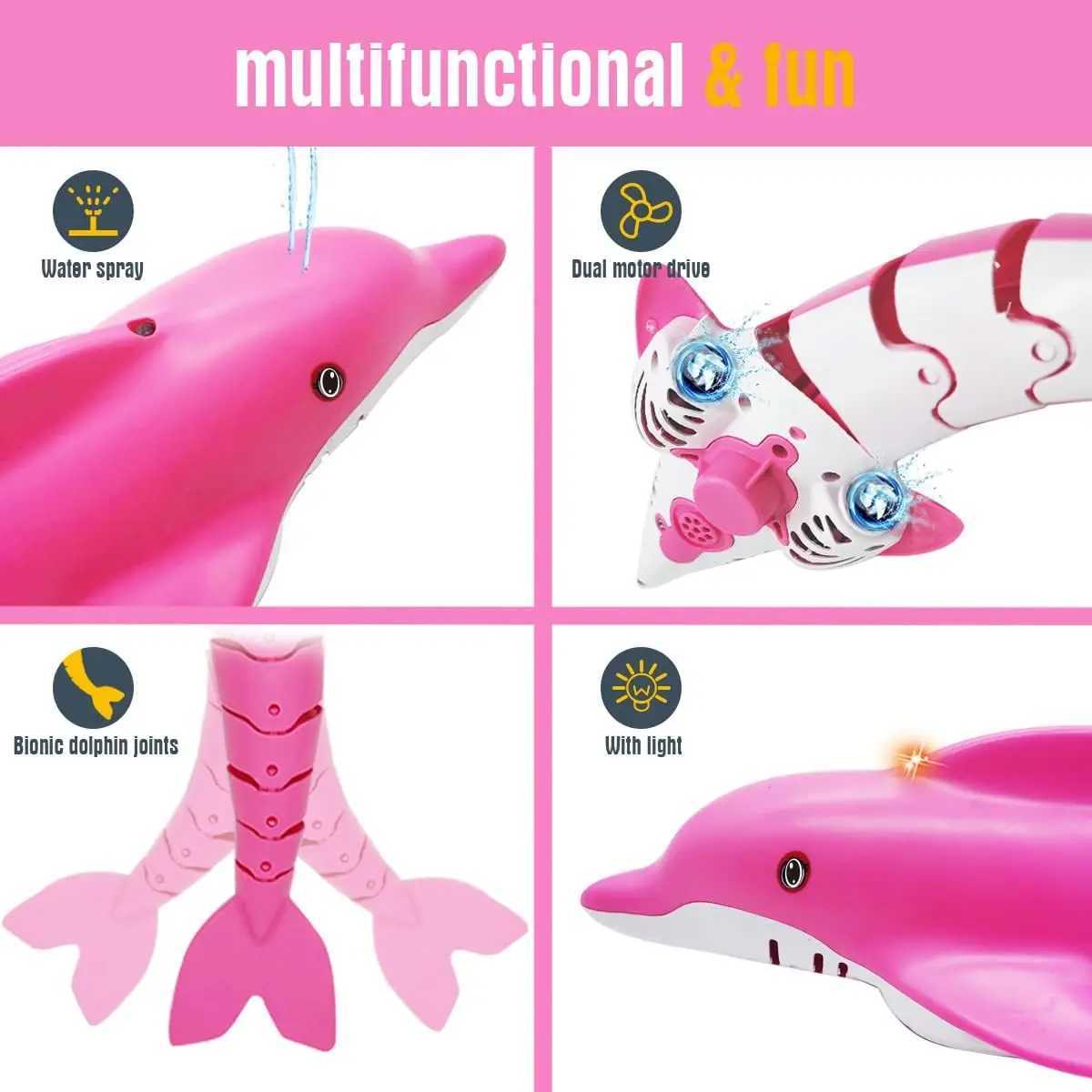 Remote Control Dolphin Toy 24G High Simulation Dolphin Remote Control for Swimming Pool Bathroom Great Gift RC Boat Shark Toys C250915