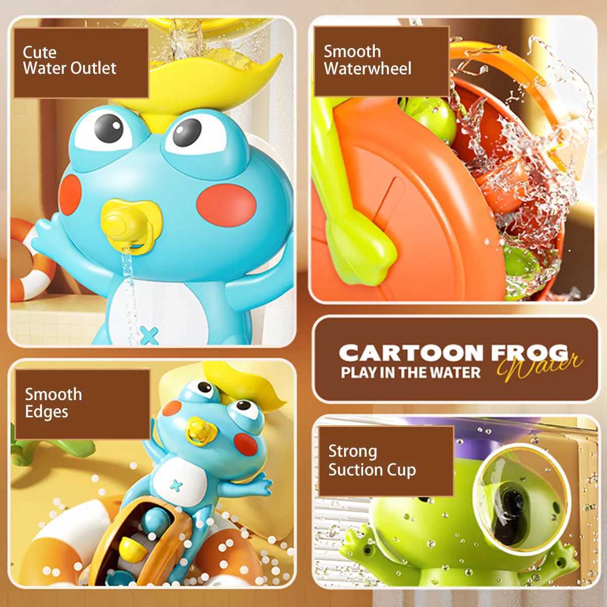 New Frog Bird Waterwheel Bath Toy for Children Kid Water Play Game in Shower Montessori Gift Spinner with Suction Cup Bathroom C250915