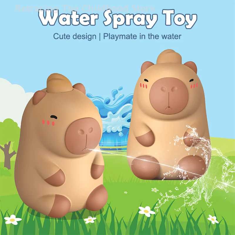 Kawaii Capybara Water Spray Toy Cute Cartoon Bath Toys Summer Outdoor Water Squirt Toys Childrens Splashing Toy For Kid Gifts C250915