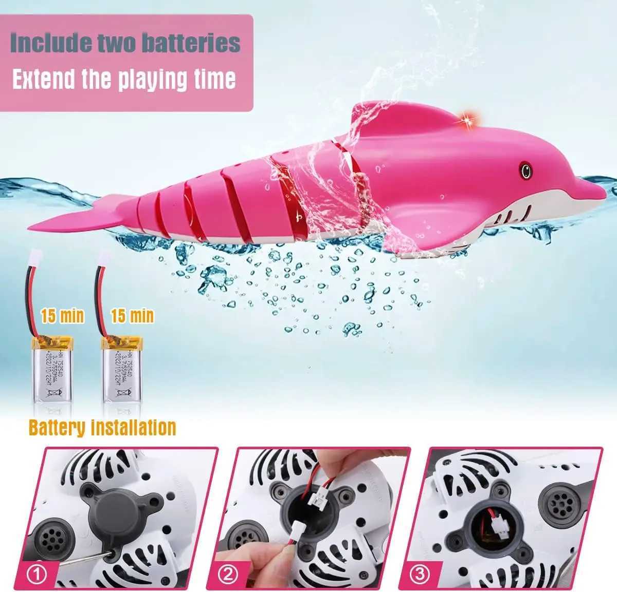 Remote Control Dolphin Toy 24G High Simulation Dolphin Remote Control for Swimming Pool Bathroom Great Gift RC Boat Shark Toys C250915