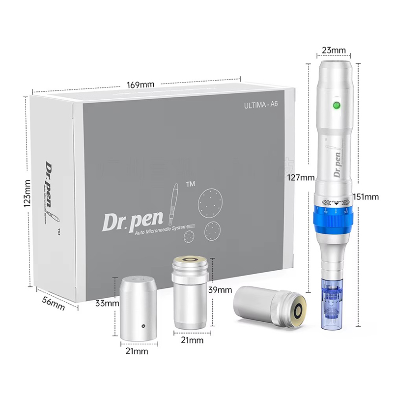 Dr.pen A6 Micro Needling Device Dermapen with Two Reusable Cartridge Tips for Professional At-home Skin Care Derma Treatment