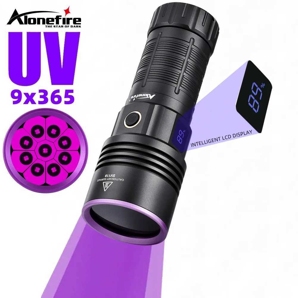 180W LCD High power 9x365nm UV LED Flashlight Charging Blacklight Curing CatDog Urine Stain Tinea Marker Ore Money Scorpion lamp C250915
