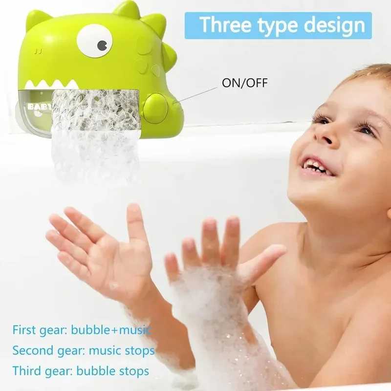 Electric Summer Bathtub Blower Foam Machine Musical Soap Bubble Machine for Kids Bubble Dinosaur Suction Cup Hanging Bath Toys C250915