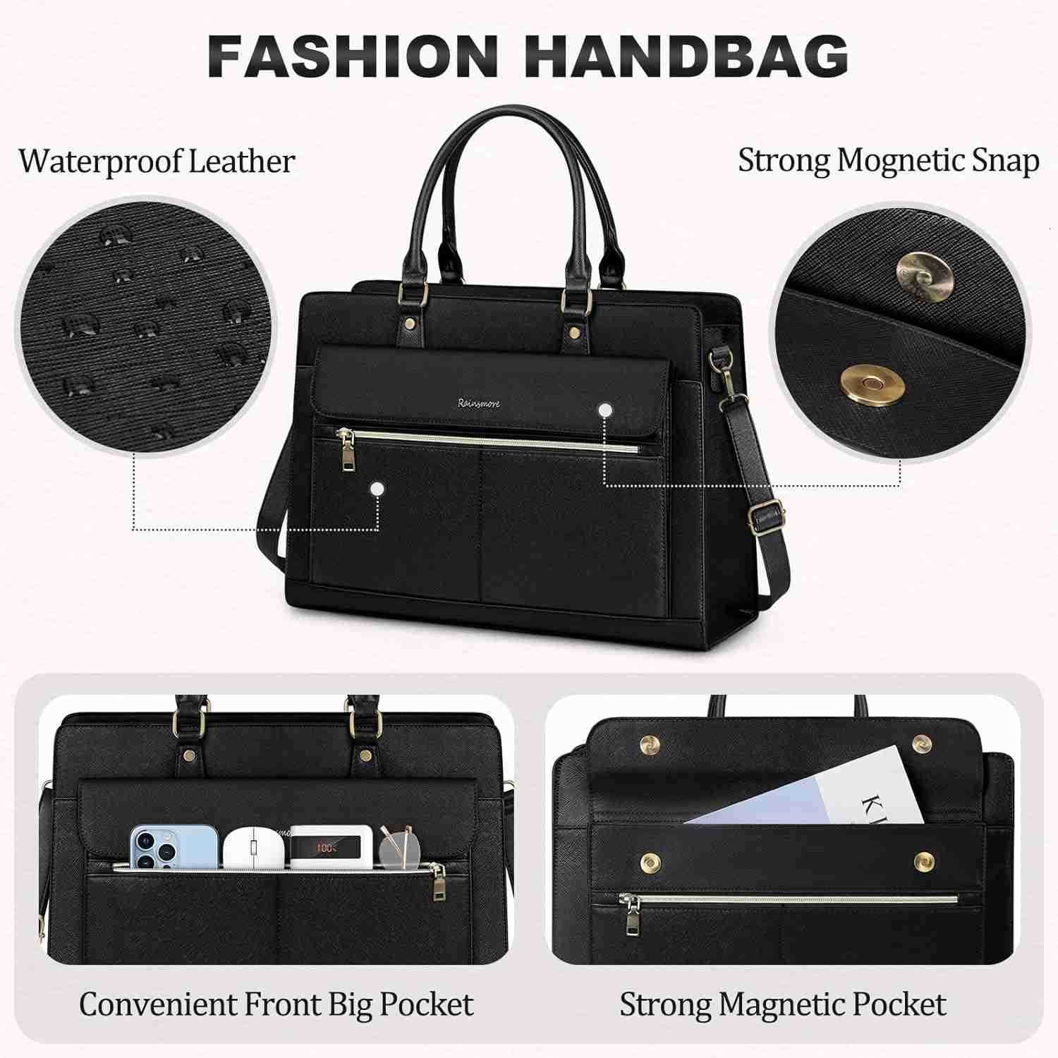 Laptop Bag for Women 156 Inch Laptop Tote Bag Business Office Work Bags Professional Briefcase Waterproof Leather PU Computer Bag Teacher Shoulder Bag