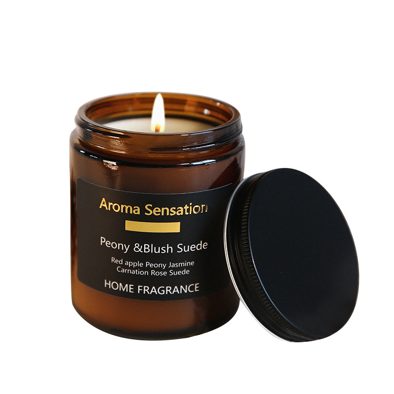 Soy Wax Black Lid TeaColored Cup Scented Candle Smokeless Home Fragrance for Valentines Day Gift S251014 W260303