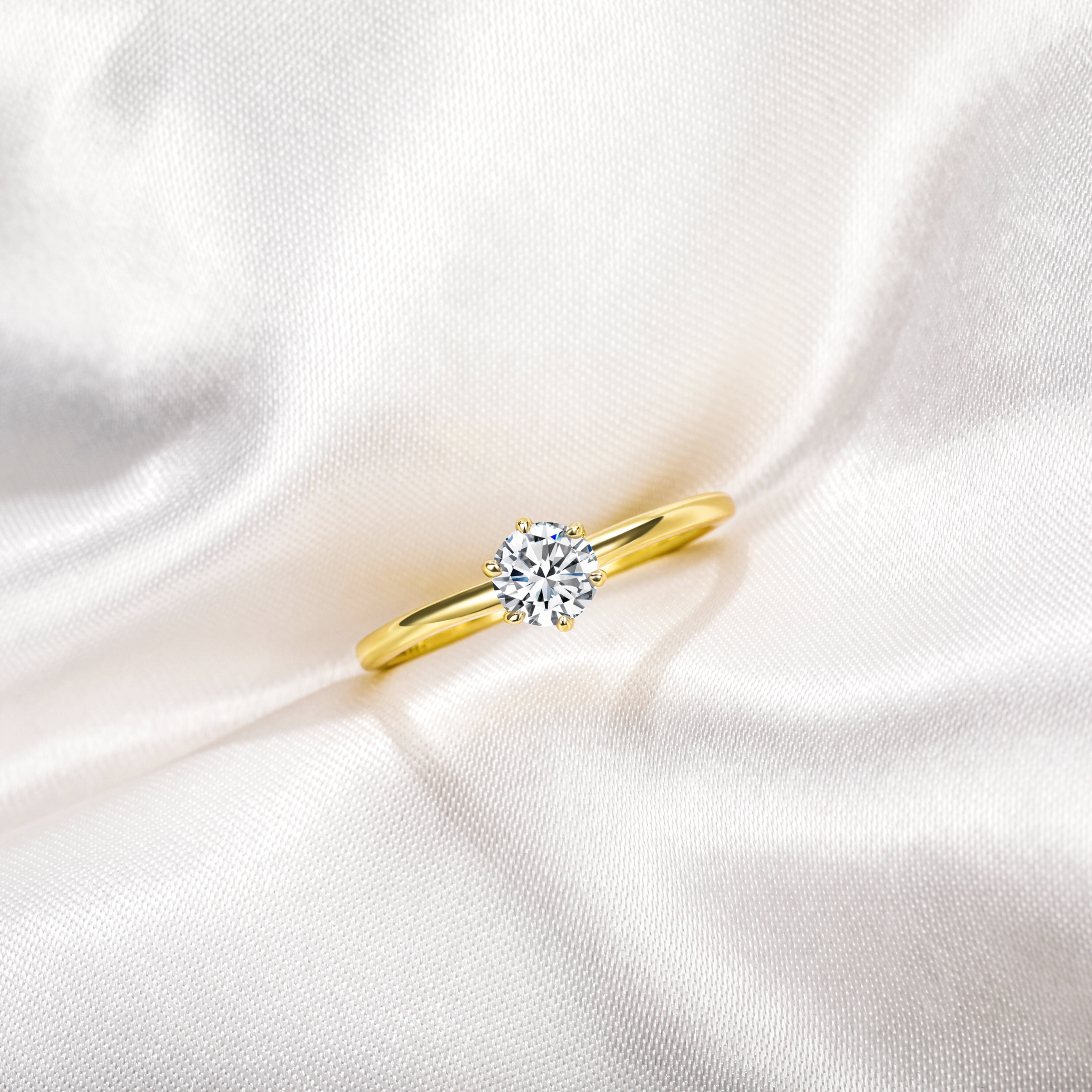 Somen 05ct 14k Gold Plated Moissanite Rings Women Fashion Sterling Silver Minimalist Jewelry Wedding Mossinate Diamond Ring