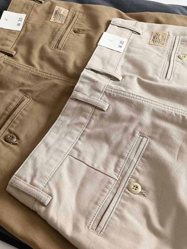 2025 Spring and Autumn New American Retro Woven Twill Chino Cargo Pants Mens Simple 100 Cotton Washed Casual Straight TrousersXJ250915 - view 3