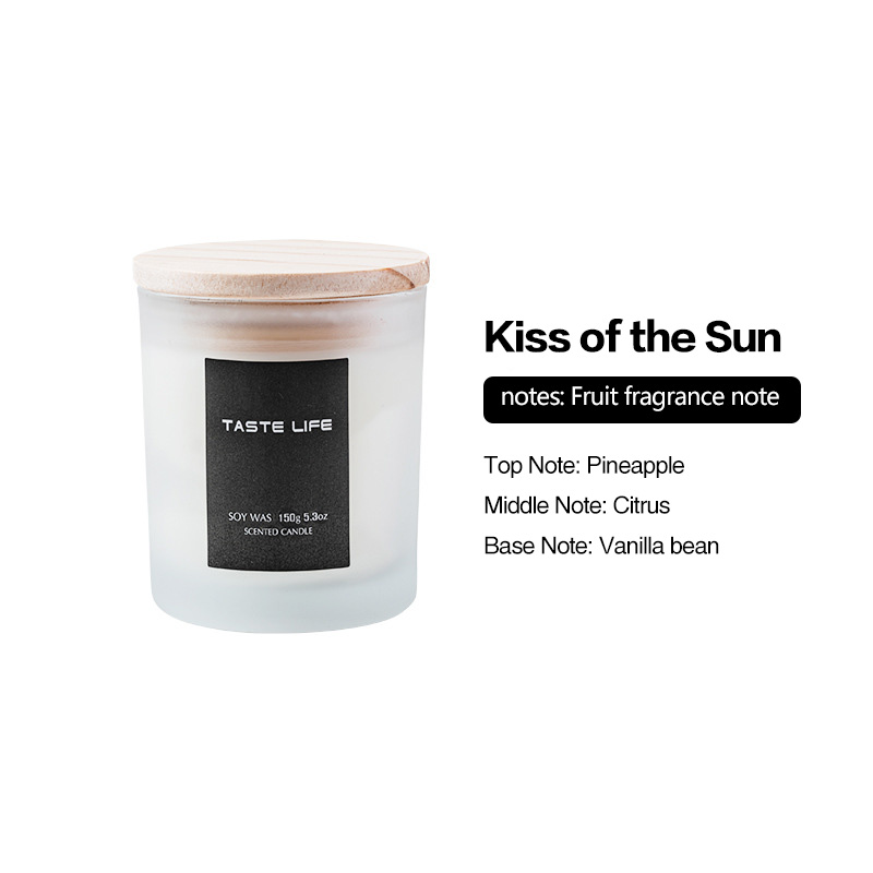 Soy Wax Fragrance Glass Candle with Wood Cover for Non-Smoking Aromatherapy Gifts