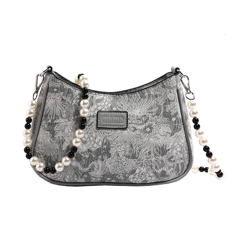 Luxury Brand Designer Bag 2025 Sanfu Pain Bag Underarm Pearl National Trend Print High-End Feel Women's Bag Fashion Versatile Single Shoulder Cro