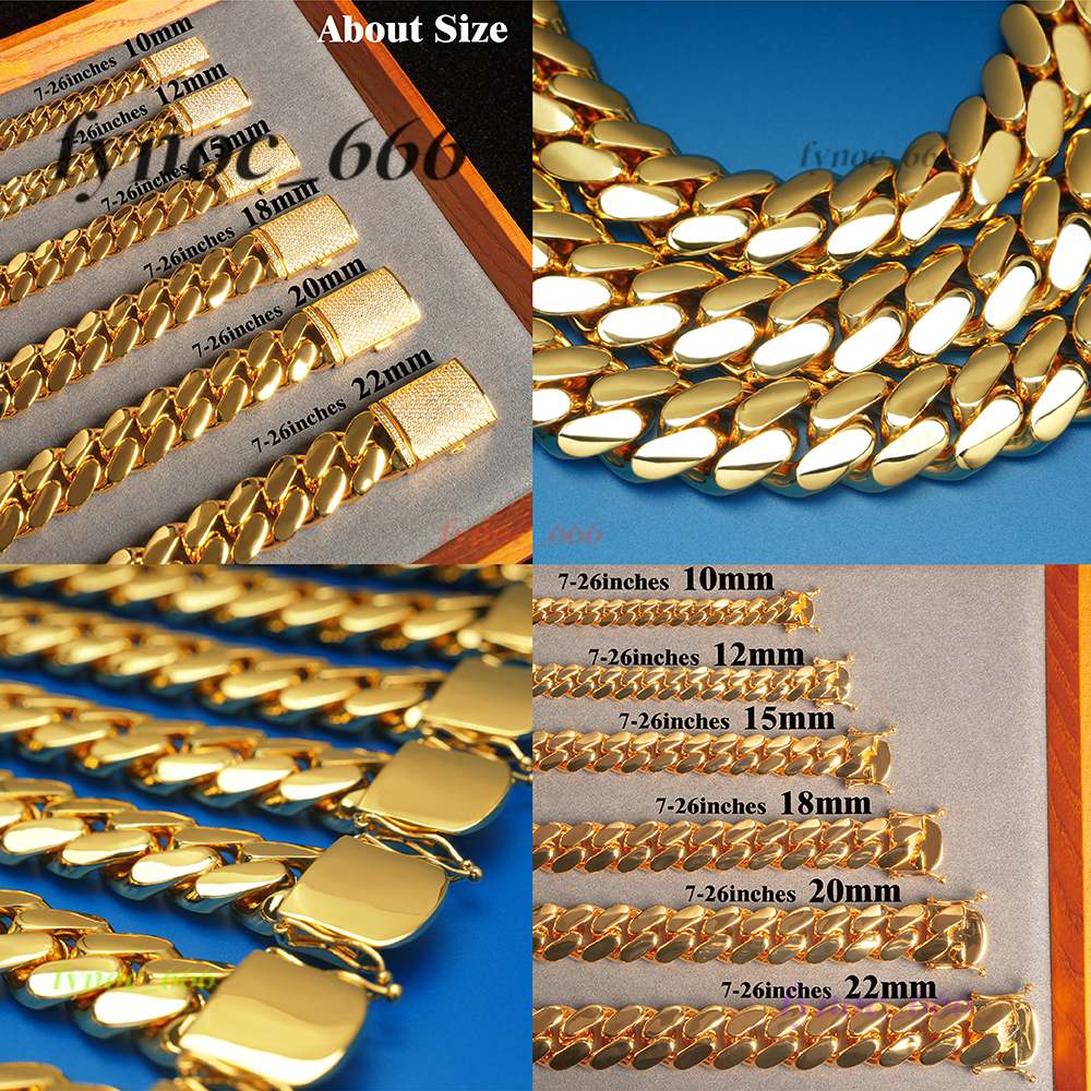 Wholesale Choker 18k Gold Custom Gold Cuban Link Chain 24k Gold Cuban Miami Chain 20mm Miami Cuban Chain Necklace