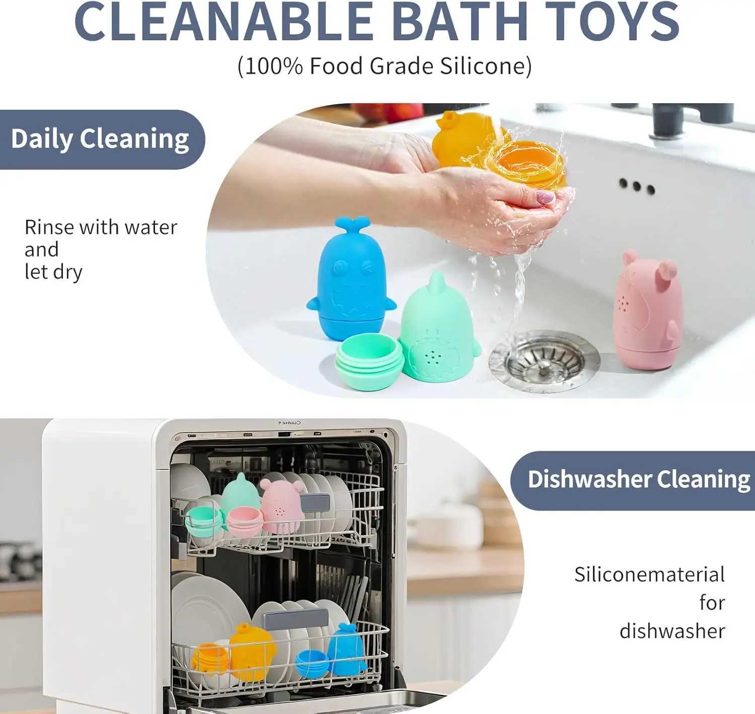 Ocean Series Bathtub Toys Silicone Bath Toys for Babies Bath Toys for Kids Silicone Sprinkler Bathtub Animal Toy C250915