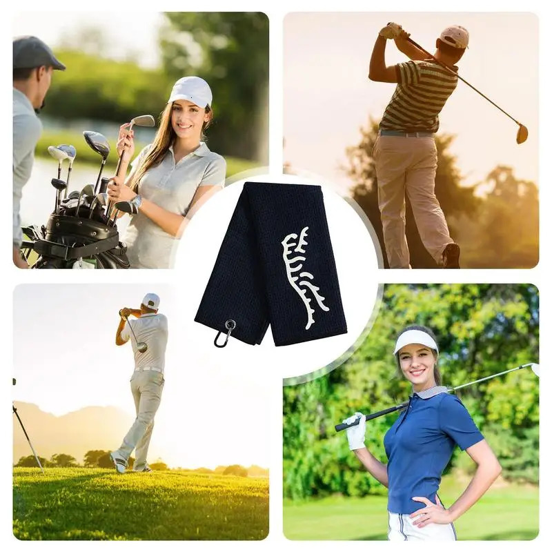 black funny Tiger ed Golf Towel Microfiber Polyester and Nylon Hand Wash Only Blue Waffle Texture Soft Material 250915