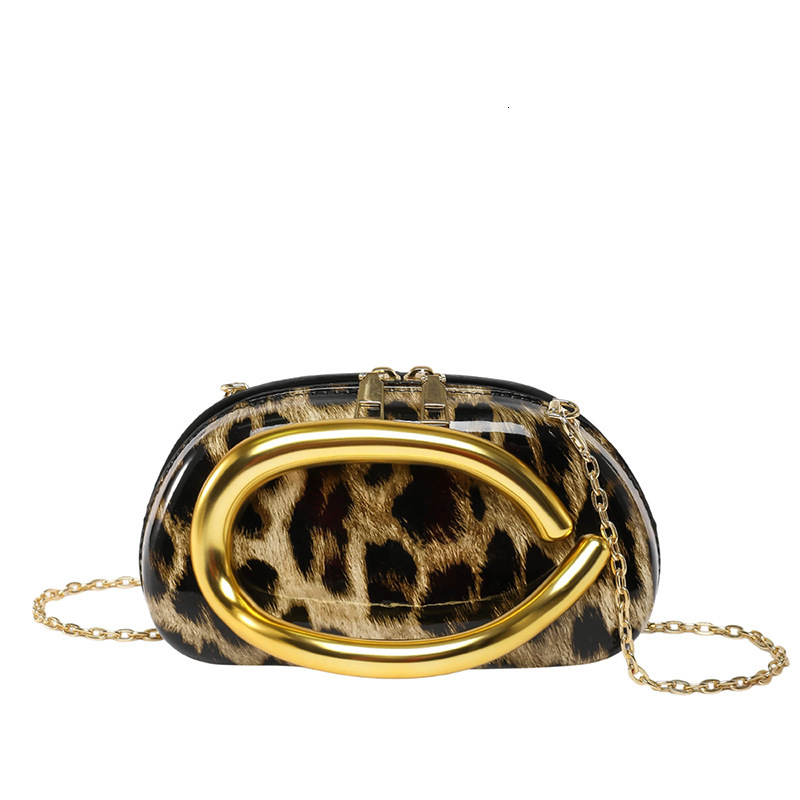 Luxury Brand Designer Bag 2025 Women's European And American New Style Single Shoulder Crossbody Bag Irregular Shell Acrylic Fashion Leopard Prin