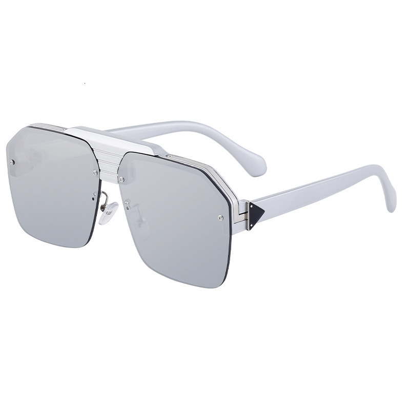 Punk Style Large Frame Sunglasses for Men Trendy HighEnd Half Frame Driving Sunglasses Men Shades