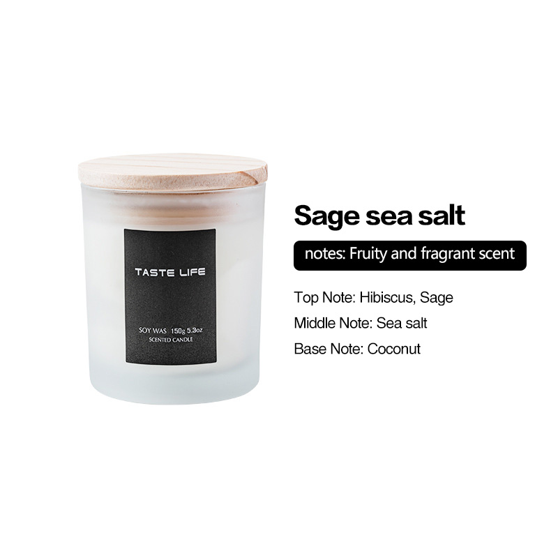 Soy Wax Fragrance Glass Candle with Wood Cover for Non-Smoking Aromatherapy Gifts