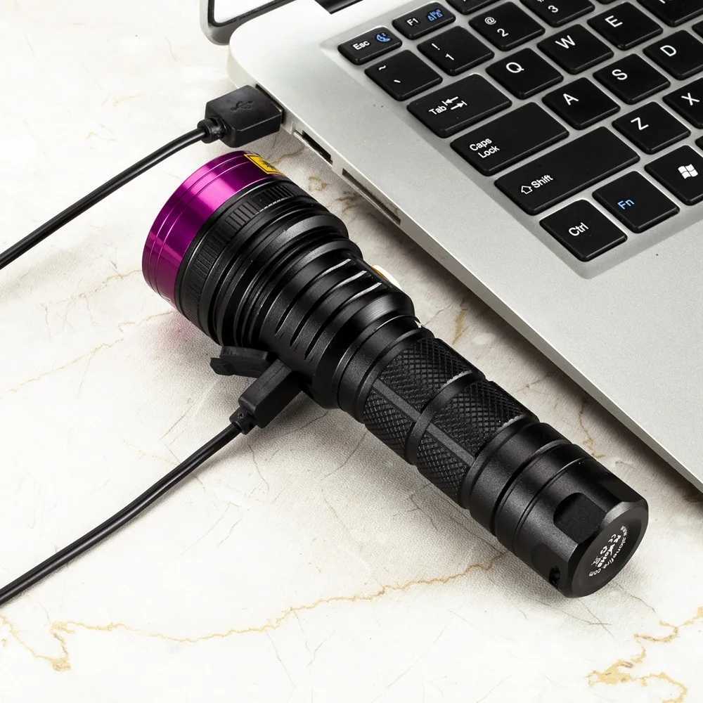20W 365nm Ultraviolet Blacklight Flashlight Rechargeable UV Torch Invisible Ink Torch Pet Stains Hunting Marker Check SV18 C250915