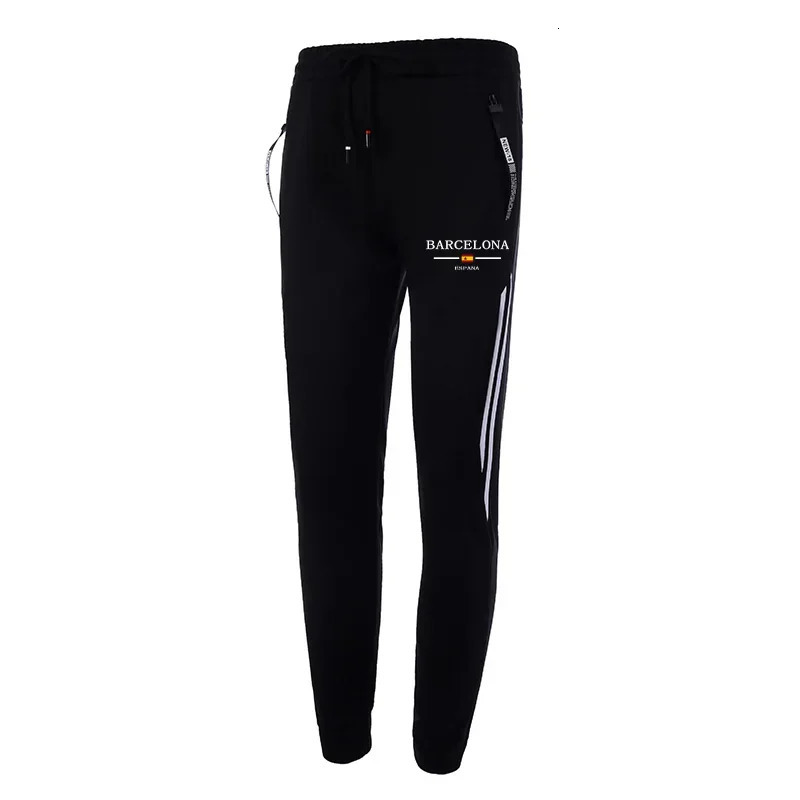 Fall Winter Daily Casual Sporty Jogger Set Gym Fitness Sportswear Barcelona Print Mens Tracksuit Zipup Hoodie Black Sweatpants 250915