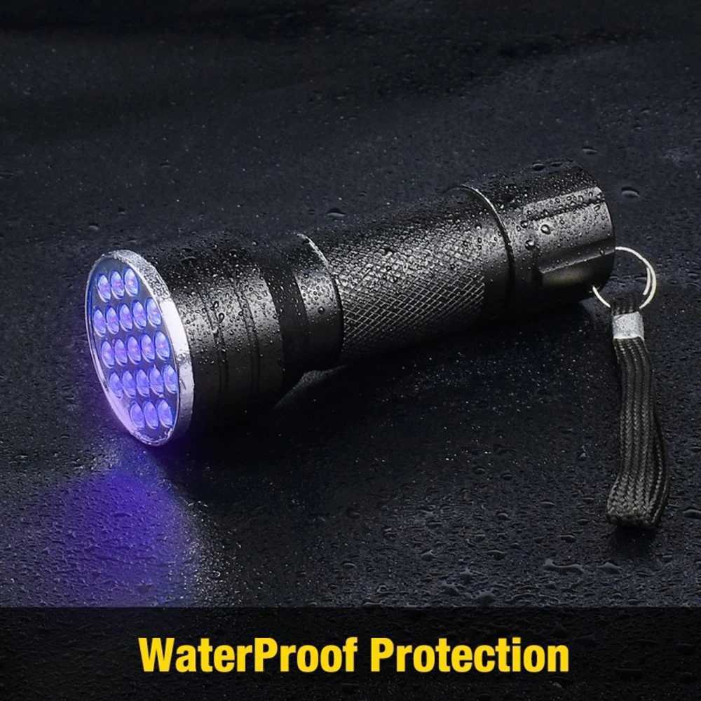 Portable 21 LED UV Ultraviolet Flashlight Blacklight 395NM Mini Torch Flash Lamp For Pet Urine Stains Black Light Flashlights C250915