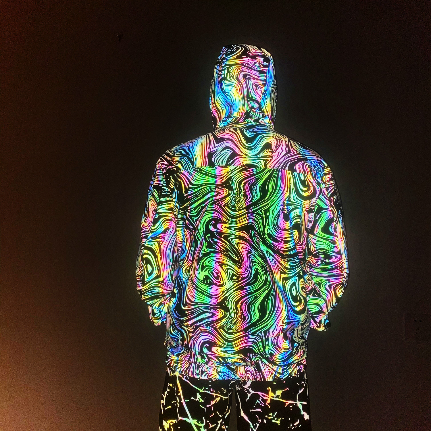 Men's Jackets Colorful Reflective Jacket - European & American Style Men's Clothing Seven-Color Starry Sky Knitted & Breathable tretchy Hood - view 5