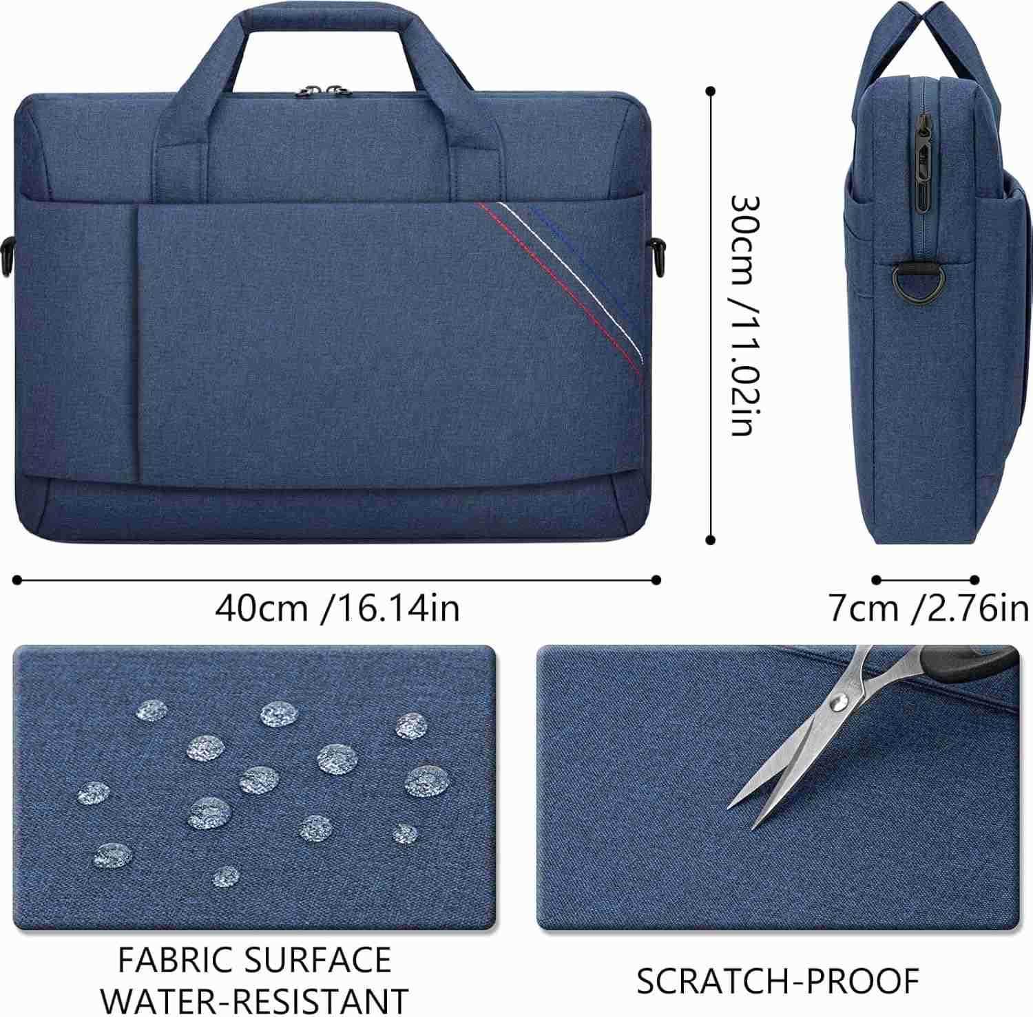Laptop Shoulder Bag for Man Work Briefcase Slim Computer Carrying Case Handbag with Shoulder Strap BlueW250914
