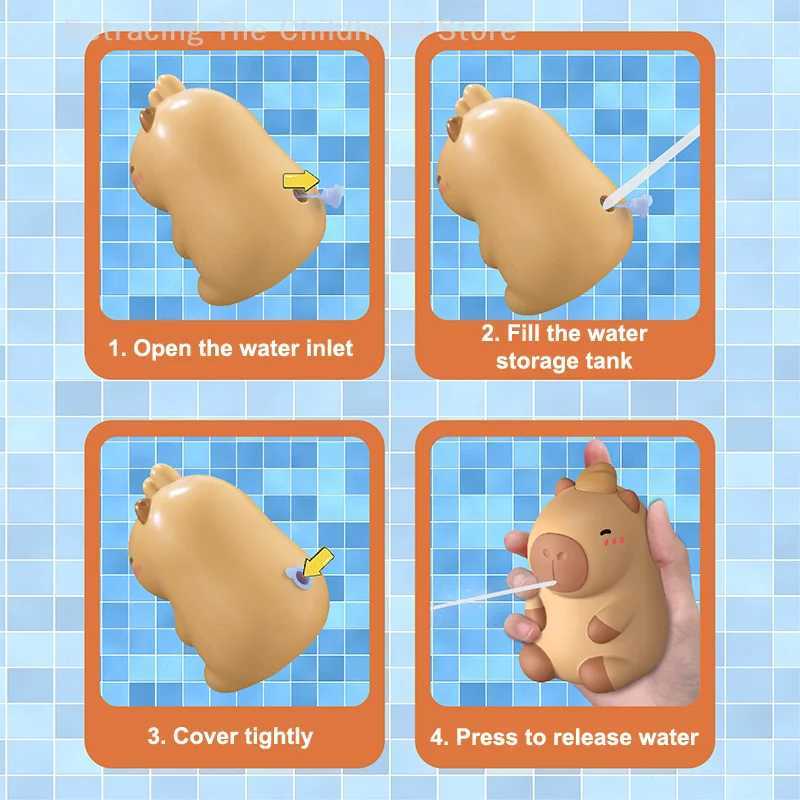 Kawaii Capybara Water Spray Toy Cute Cartoon Bath Toys Summer Outdoor Water Squirt Toys Childrens Splashing Toy For Kid Gifts C250915