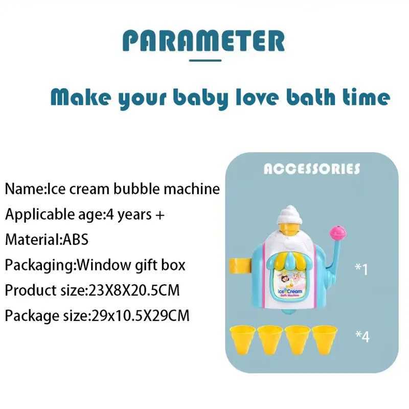 Ice Cream Maker Bubble Foam Play Machine Shower Baby Kids Toy DIY Delicate Rich Foam Bubble Maker For Bathing C250915