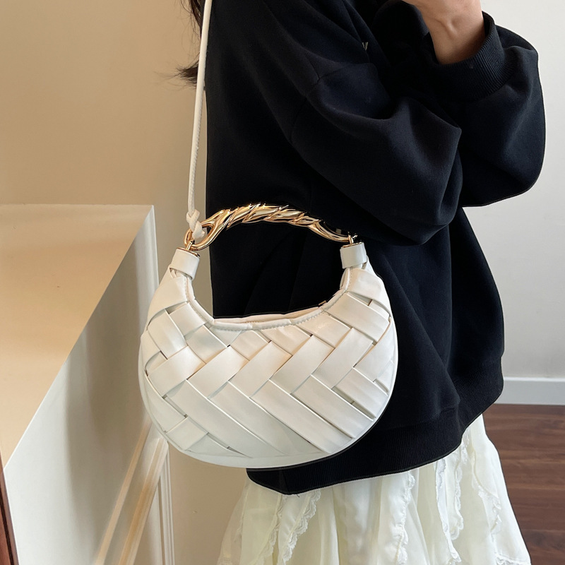 Luxury Brand Designer Bag Women's Bag Woven Texture Handbag Crescent Dumpling Bag 2025 New Niche Design Korean Version Single Shoulder Crossbody 