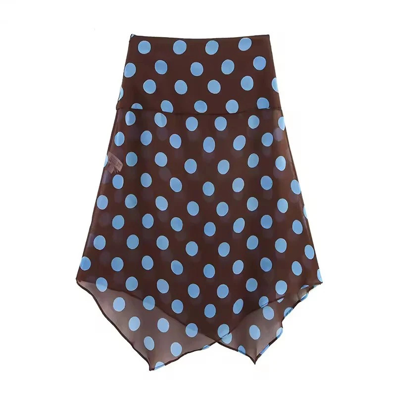 Polka Dot Printed Midi Skirts Two Piece Sets for Women 2025 Summer Chic Scarf Halter Top Suits Beach Woman 2 Piece Outfits 250915