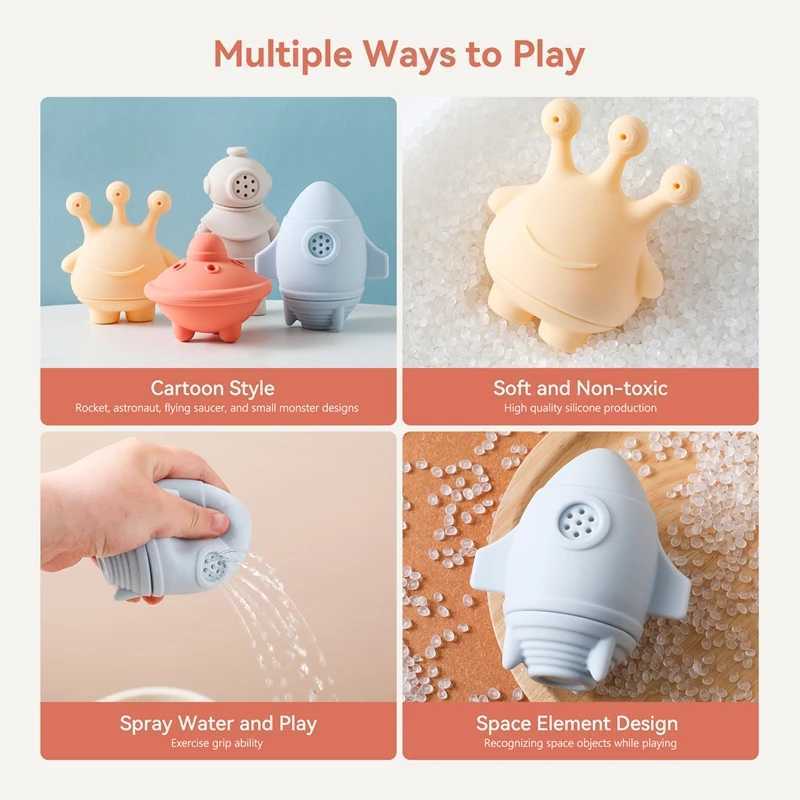 Baby Bath Toys Animal Silicone Cartoon Astronauts Play With Water Toys No BPA Swim Bathroom Baby Silicone Sprinkler Bathtub Toy C250915