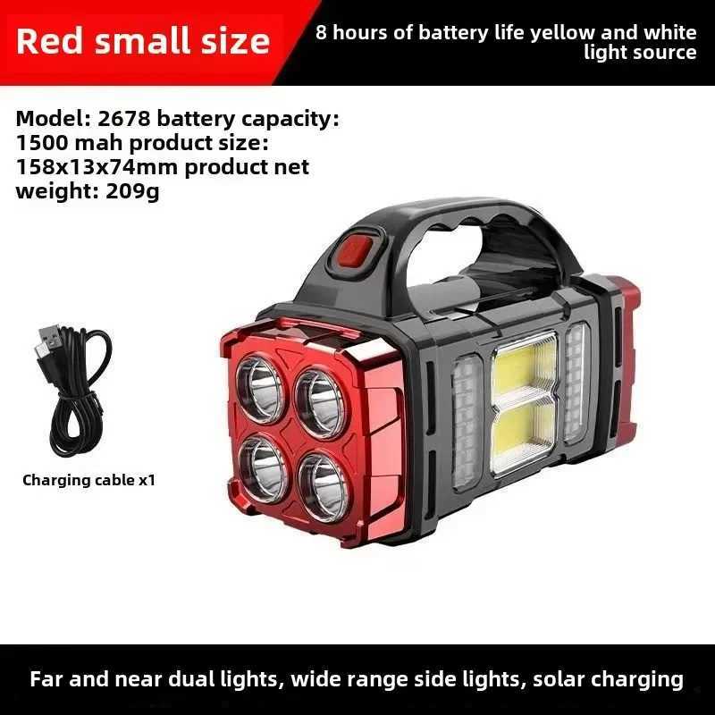 COB Multifunctional Outdoor Solar Emergency Portable Searchlight USB Rechargeable Camping Outdoor Lighting Flashlight C250915